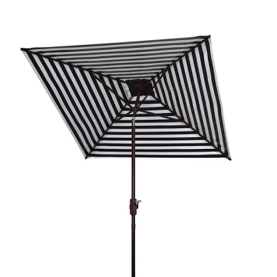 7.5' Square Athens Crank Umbrella Navy/White - Safavieh - Image 2