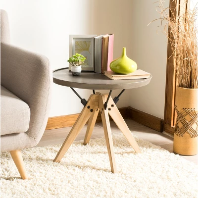 Farmond Concrete Side Table - Dark Grey - Safavieh - Image 2