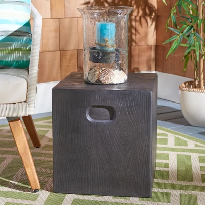 Cube Indoor/Outdoor Modern Concrete Accent Table - Black - Safavieh - Image 2