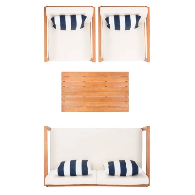 Montez 4pc Living Set With Accent Pillows - Natural/Beige/Navy - Safavieh - Image 6