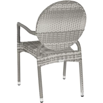 Valdez Indoor Outdoor French Bistro Stacking Arm Chair (Set Of 2) - Grey - Safavieh - Image 4