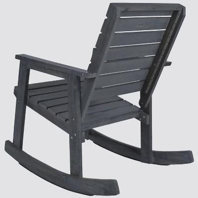 Geneva Wood Patio Rocking Chair - Gray - Safavieh - Image 3
