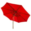 Cannes 9' Wooden Outdoor Umbrella - Red - Safavieh