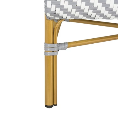 Dandra Herringbone Rattan Settee - Grey/White - Safavieh - Image 7