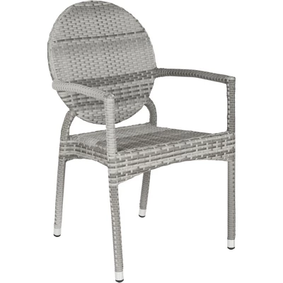 Valdez Indoor Outdoor French Bistro Stacking Arm Chair (Set Of 2) - Grey - Safavieh - Image 3