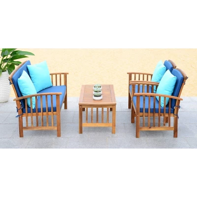 Rocklin 4pc Outdoor Set - Natural Look/Navy - Safavieh - Image 2