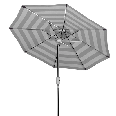 8.4' Round UV Resistant Iris Umbrella Black/White - Safavieh - Image 2