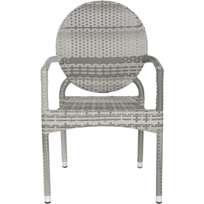 Valdez Indoor Outdoor French Bistro Stacking Arm Chair (Set Of 2) - Grey - Safavieh - Image 2