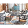 Nunzio 4pc Living Set With Accent Pillows - Black/Beige - Safavieh