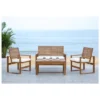 Ozark 4pc Acacia Wood Patio Conversation Set - Natural - Safavieh
